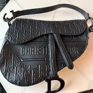 Christian Dior Oblique Embossed Calfskin Saddlebag
